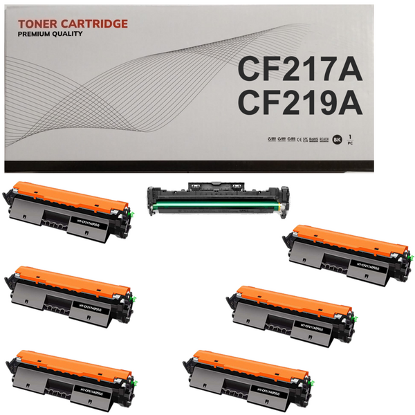CF217A / CF219A pack 6 toner y 1 tambor (drum) negro compatible con HP CF217A / CF219A