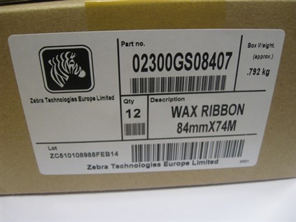 Zebra 02300GS08407 12PCK cinta nylon negro original