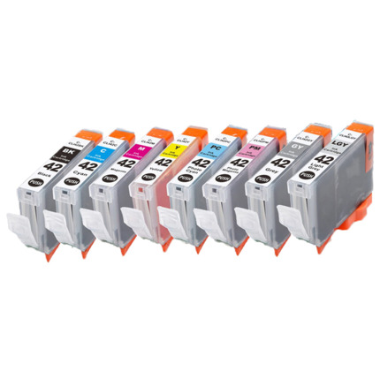 CLI42 6384B001 al 6390B001 Pack 8 tinteiro generico Canon CLI42 BK C M Y PC PM GY LGY Pixma negro 100