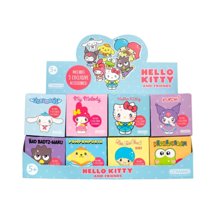 Comansi Display Hello Kitty and Friends Sorpresa 16 UnidadesÂ - 10 modelos - 5 Accesorios Exclusivos - TamaÃ±o 8,5 x 8,5 x 8,5 cm - Figuras Coleccionables