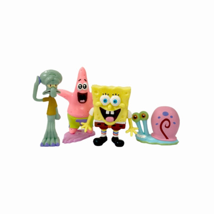 Comansi Set Familia Bob Esponja 4 FigurasÂ - Coleccionable Â - Bob Esponja, Calamardo, Patricio y Don Cangrejo