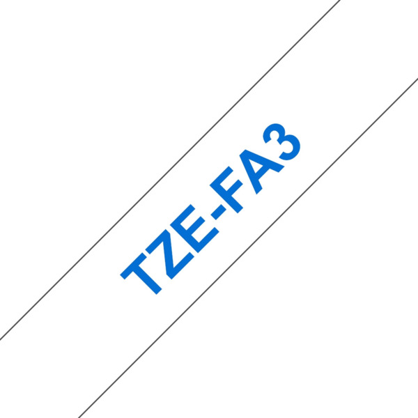 Compatible Brother TZeFA3 cinta textil de etiquetas - Texto azul sobre fondo blanco - Ancho 12mm x 3 metros