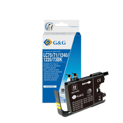 Compatible G&G Brother LC1240XL/LC1220XL tinta negro - Reemplaza LC1240BK/LC1220BK