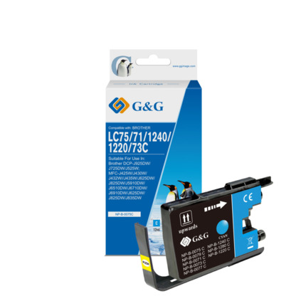 Compatible G&G Brother LC1240XL/LC1220XL/LC1280XL tinta cian - Reemplaza LC1240C/LC1220C/LC1280XLC