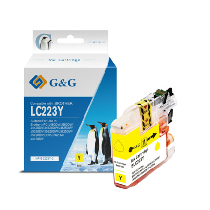 Compatible G&G Brother LC223/LC221 V3 tinta amarillo - Reemplaza LC223Y/LC221Y