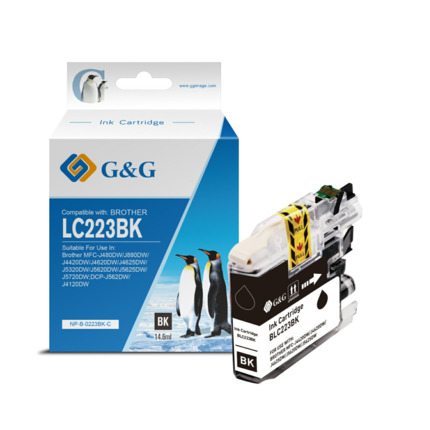 Compatible G&G Brother LC223/LC221 V3 tinta negro - Reemplaza LC223BK/LC221BK