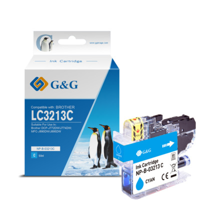 Compatible G&G Brother LC3213/LC3211 V4 tinta cian - Reemplaza LC3213C/LC3211C
