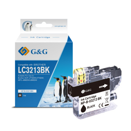 Compatible G&G Brother LC3213/LC3211 V4 tinta negro - Reemplaza LC3213BK/LC3211BK
