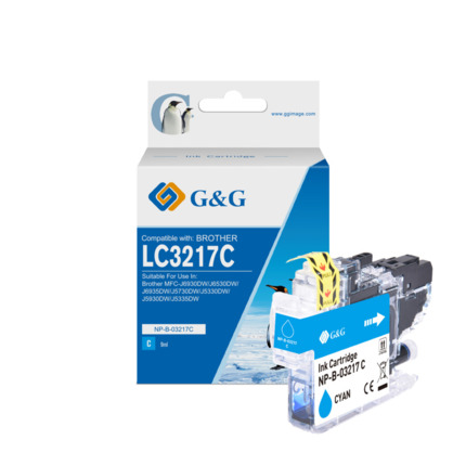 Compatible G&G Brother LC3217 V4 tinta cian - Reemplaza LC3217C
