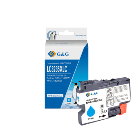 Compatible G&G Brother LC3235XL/LC3233 tinta cian - Reemplaza LC3235XLC/LC3233C