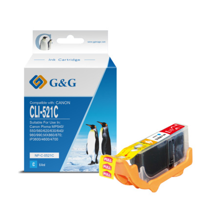Compatible G&G Canon CLI521 tinta cian - Reemplaza 2934B001