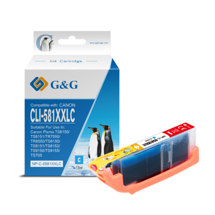 Compatible G&G Canon CLI581XXL tinta cian - Reemplaza 1995C001/2103C001/2049C001