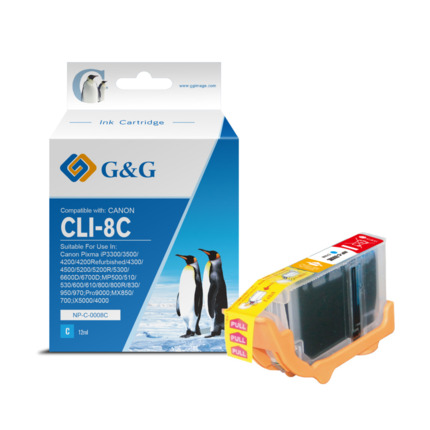 Compatible G&G Canon CLI8 tinta cian - Reemplaza 0621B001