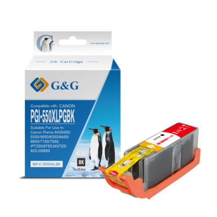 Compatible G&G Canon PGI550XL/PGI555XXL tinta negro pigmentada - Reemplaza 6431B001/6496B001/8049B001