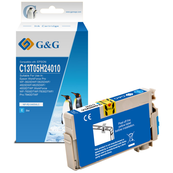Compatible G&G Epson 405XL Cyan Cartucho de Tinta Pigmentada Generico - Reemplaza C13T05H24010/C13T05G24010