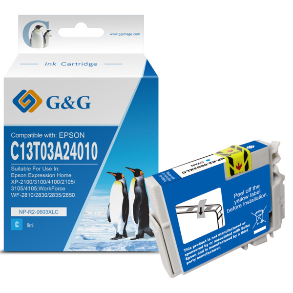 Compatible G&G Epson 603XL Cyan Cartucho de Tinta Generico - Reemplaza C13T03A24010/C13T03U24010