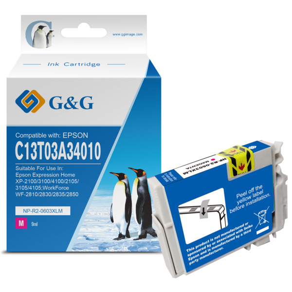 Compatible G&G Epson 603XL Magenta Cartucho de Tinta Generico - Reemplaza C13T03A34010/C13T03U34010