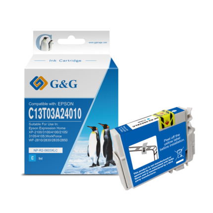 Compatible G&G Epson 603XL tinta cian - Reemplaza C13T03A24010/C13T03U24010