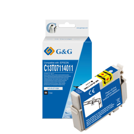 Compatible G&G Epson T0711/T0891 tinta negro - Reemplaza C13T07114012/C13T08914011