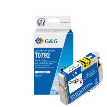 Compatible G&G Epson T0792 tinta cian - Reemplaza C13T07924010