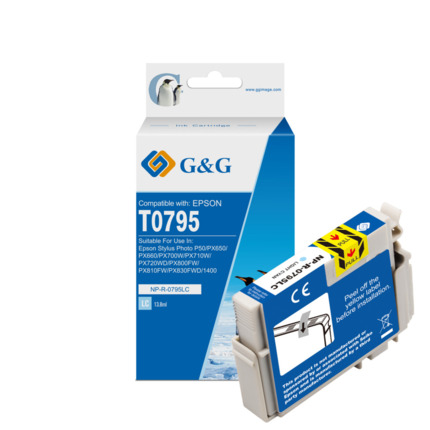Compatible G&G Epson T0795 cian light tinta - Reemplaza C13T07954010