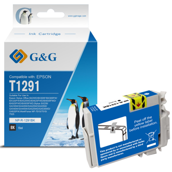 Compatible G&G Epson T1291 Negro Cartucho de Tinta Generico - Reemplaza C13T12914012