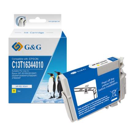 Compatible G&G Epson T1634/T1624 (16XL) V2 tinta amarillo pigmentada - Reemplaza C13T16344012/C13T16244012