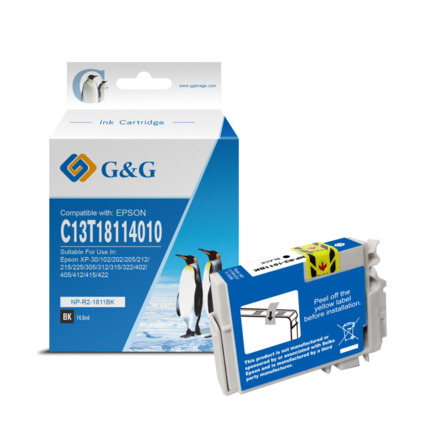 Compatible G&G Epson T1811/T1801 (18XL) tinta negro - Reemplaza C13T18114012/C13T18014012