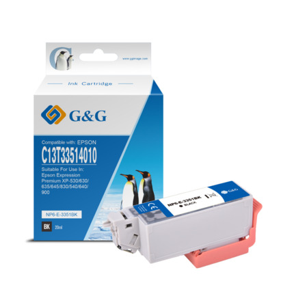 Compatible G&G Epson T3351/T3331 V2 (33XL) tinta negro - Reemplaza C13T33514012/C13T33314012