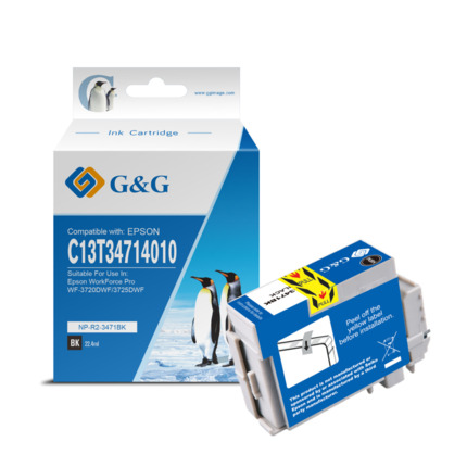 Compatible G&G Epson T3471/T3461 (34XL) tinta negro pigmentada - Reemplaza C13T34714010/C13T34614010