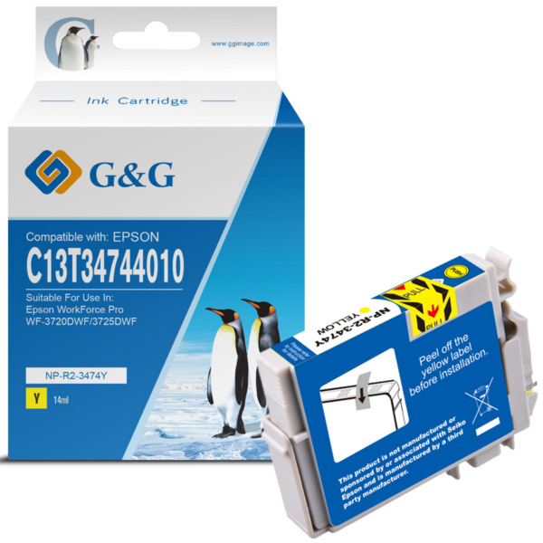 Compatible G&G Epson T3474/T3464 (34XL) Amarillo Tinta Pigmentada Generico - Reemplaza C13T34744010/C13T34644010