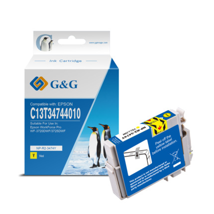 Compatible G&G Epson T3474/T3464 (34XL) tinta amarillo pigmentada - Reemplaza C13T34744010/C13T34644010