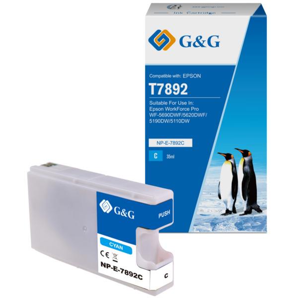 Compatible G&G Epson T7892/T7902/T7912 Cyan Cartucho de Tinta Generico - Reemplaza C13T789240/C13T79024010/C13T79124010