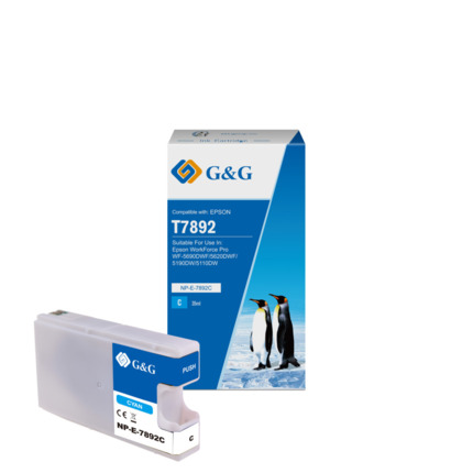 Compatible G&G Epson T7892/T7902/T7912 tinta cian - Reemplaza C13T789240/C13T79024010/C13T79124010