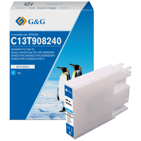 Compatible G&G Epson T9082 Cyan Cartucho de Tinta Pigmentada Generico - Reemplaza C13T908240