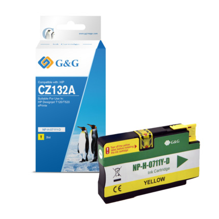 Compatible G&G HP 711 V4/V5 tinta amarillo - Reemplaza CZ132A