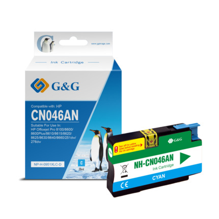 Compatible G&G HP 951XL V4/V5 tinta cian - Reemplaza CN046AE/CN050AE