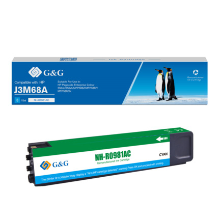 Compatible G&G HP 981A/981X tinta cian pigmentada - Reemplaza J3M68A/L0R09A