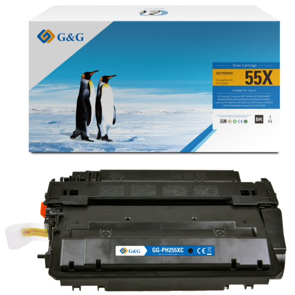Compatible G&G HP CE255X Negro Cartucho de Toner Generico - Reemplaza 55X