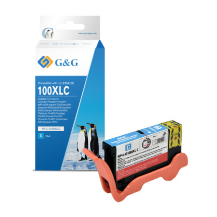 Compatible G&G Lexmark 100XL tinta cian - Reemplaza 14N1069E/14N1093E/14N0900E/14N0920E