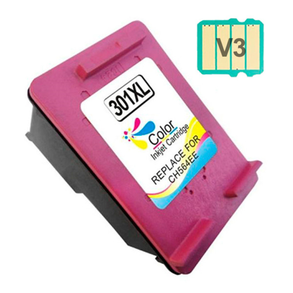 Compatible HP 301XL Color Cartucho de Tinta - Muestra Nivel de Tinta - Reemplaza CH564EE/CH562EE