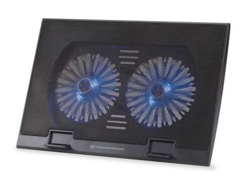 Conceptronic Thana 02 Base de Refrigeracion para Portatiles hasta 17" - 2 Ventiladores - Leds Azules - Color Negro