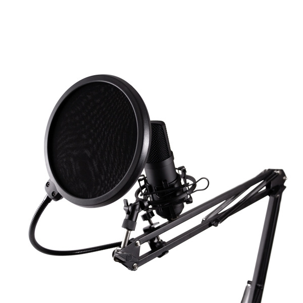 Coolbox Coolcaster Microfono USB Cardioide de Brazo Extensible para Streaming - Parabrisas y Filtro POP - Tripode - Color Negro