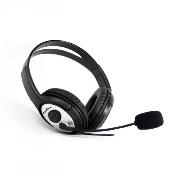 Coolbox CoolChat 3.5 Auriculares con Microfono - Diadema Ajustable - Almohadillas Acolchadas - Control de Volumen - Cable de 2m
