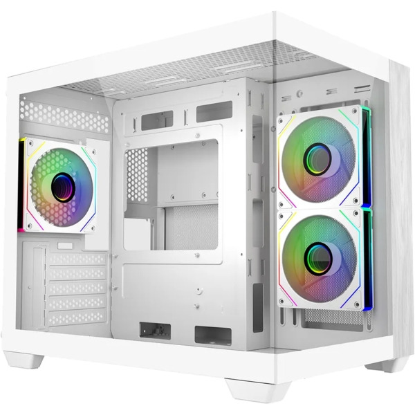 Cooler Master Elite 481 Wood Caja Minitorre - 3 Ventiladores 120mm RGB - Vista Panoramica - Soporte MicroATX/Mini-ITX - Doble Ca