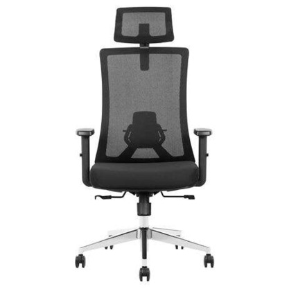 Cromad Silla Ergonomica Ajustable - Reposacabezas Regulable - Soporte Lumbar Ajustable - Reposabrazos Ajustable - Asiento de Espuma de Alta Calidad - deslizador Ajustable - Altura de Asiento Ajustable - Tejido de Malla de Poliester - Color Negro