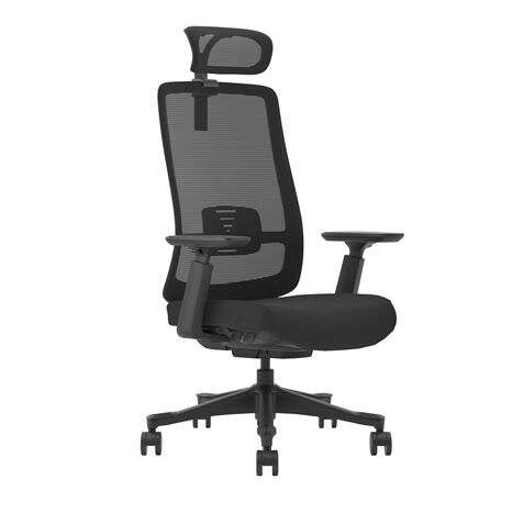 Cromad Senior SE9000 Silla de Oficina - Altura y Profundidad de Asiento Ajustable - Reposacabezas, Reposabrazos 3D y Soporte Lum