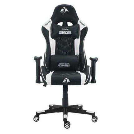 Cromad Silla Gaming Premium - Base de 350mm - Piston de Gas Clase 2 - Altura Regulable - Ruedas de Nailon de 60mm - Color Negro/Blanco