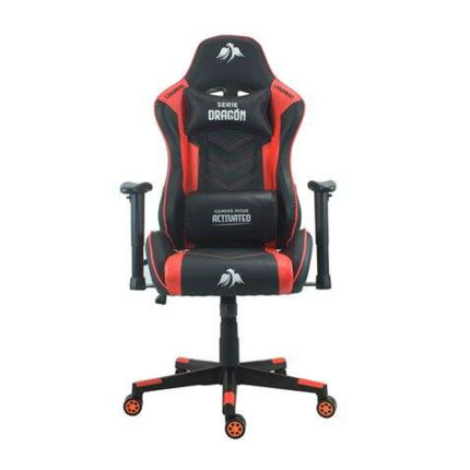 Cromad Silla Gaming Premium - Base de 350mm - Piston de Gas Clase 2 - Altura Regulable - Ruedas de Nailon de 60mm - Color Negro/Rojo