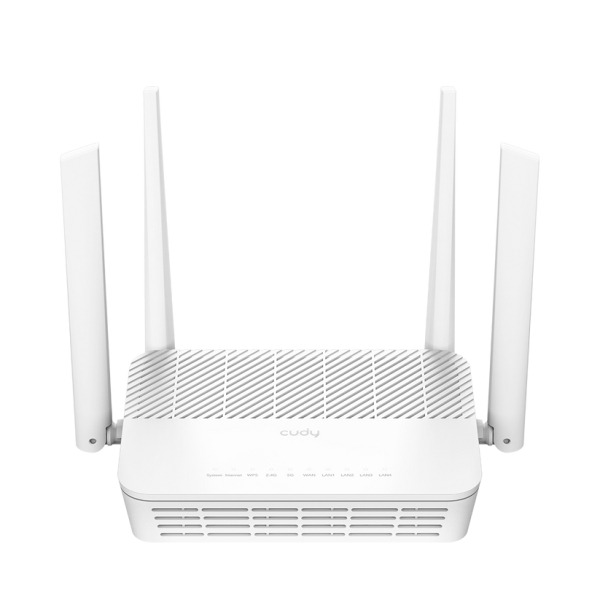 Cudy Router WiFi 6 Mesh Gigabit Dual Band AX3000 - Velocidad hasta 1000Mbps - 5 Puertos - 4 Antenas Fijas de 5dBi - Tecnologia M